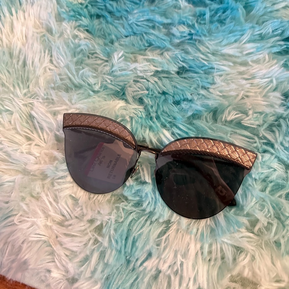 Bottega Veneta Black Sunglasses with Gold-Textured Brow